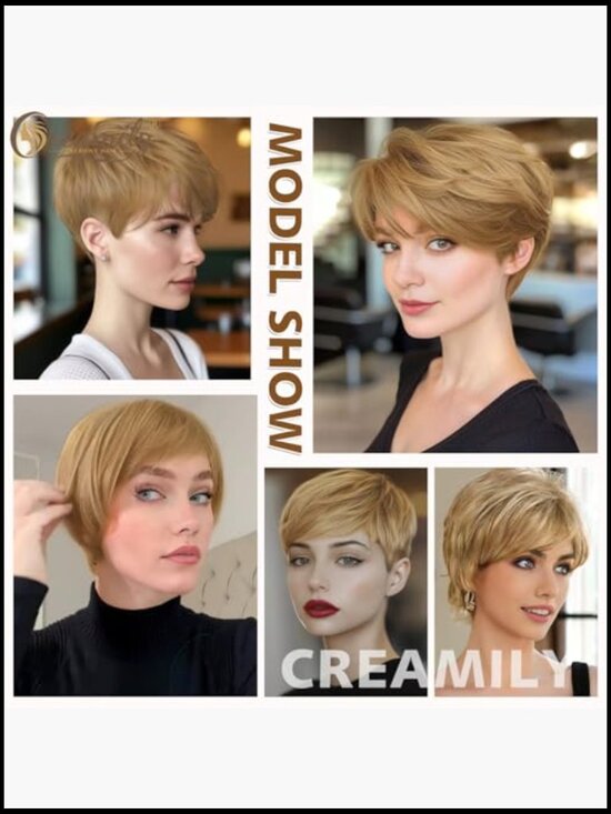 Pixie Cut Wig Fluffy Curly Layered With Bangs Synthetic Heat Resistant Short main image 7